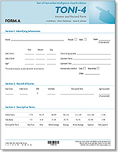 TONI-4 Form A Answer Booklet and Record Forms (50)