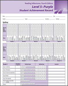 Reading Milestones–Fourth Edition, Level 5 (Purple) Student Achievement Record (10 Pack)