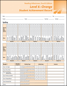 Reading Milestones–Fourth Edition, Level 6 (Orange) Student Achievement Record (10 Pack)